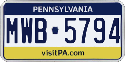 PA license plate MWB5794