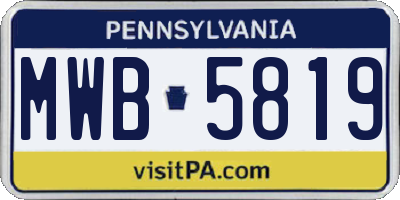 PA license plate MWB5819