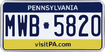 PA license plate MWB5820