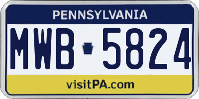 PA license plate MWB5824