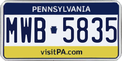 PA license plate MWB5835