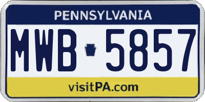 PA license plate MWB5857