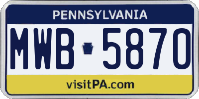 PA license plate MWB5870