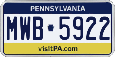 PA license plate MWB5922