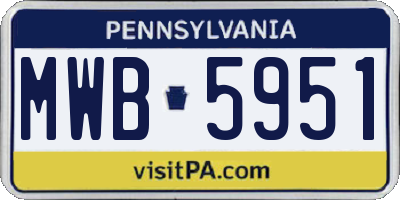 PA license plate MWB5951