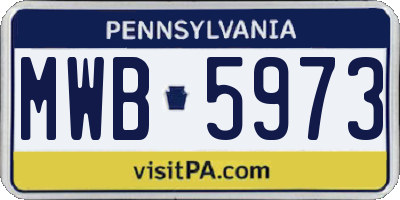 PA license plate MWB5973