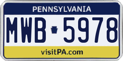 PA license plate MWB5978