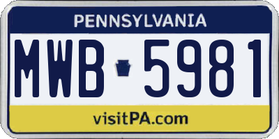 PA license plate MWB5981