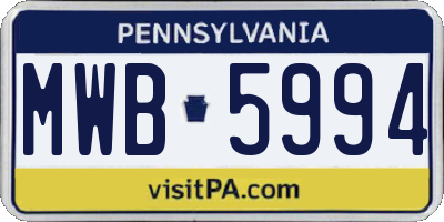 PA license plate MWB5994