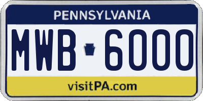PA license plate MWB6000