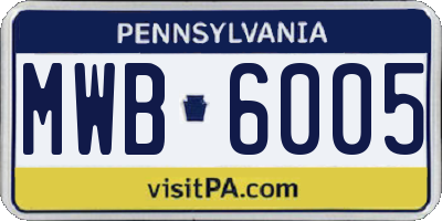 PA license plate MWB6005