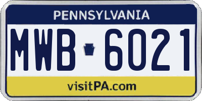 PA license plate MWB6021