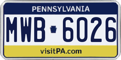 PA license plate MWB6026