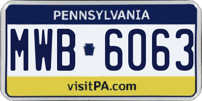 PA license plate MWB6063