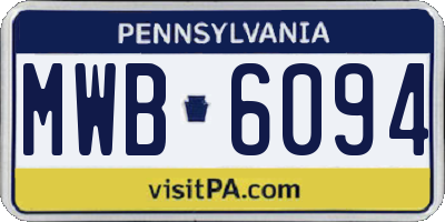 PA license plate MWB6094