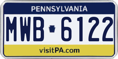 PA license plate MWB6122