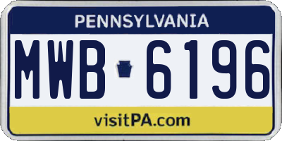 PA license plate MWB6196
