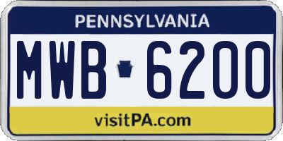 PA license plate MWB6200