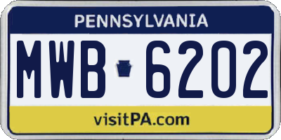 PA license plate MWB6202