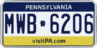 PA license plate MWB6206