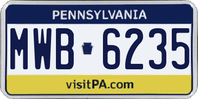 PA license plate MWB6235