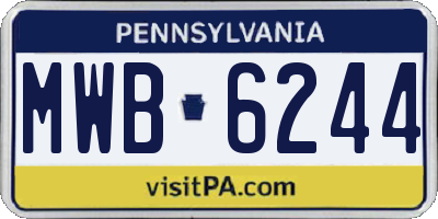 PA license plate MWB6244