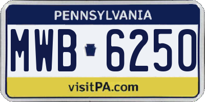 PA license plate MWB6250