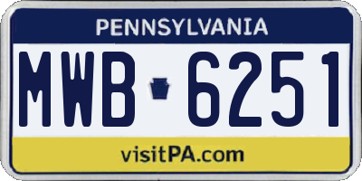 PA license plate MWB6251