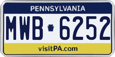 PA license plate MWB6252