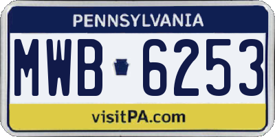 PA license plate MWB6253