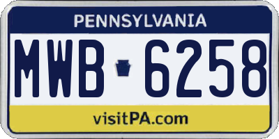 PA license plate MWB6258