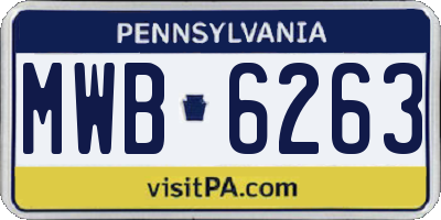 PA license plate MWB6263