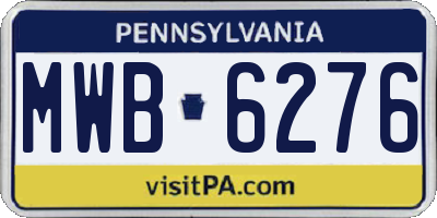 PA license plate MWB6276