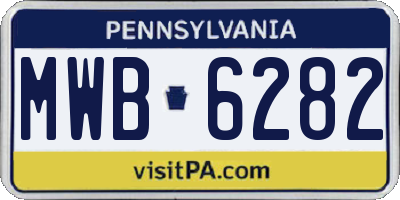 PA license plate MWB6282