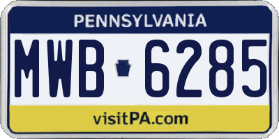 PA license plate MWB6285