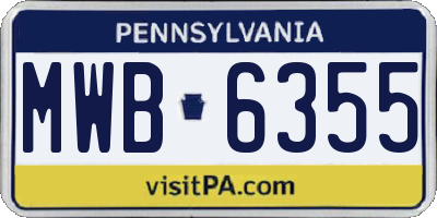 PA license plate MWB6355