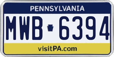 PA license plate MWB6394