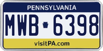 PA license plate MWB6398