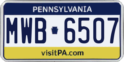 PA license plate MWB6507