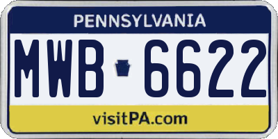 PA license plate MWB6622