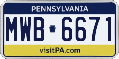 PA license plate MWB6671