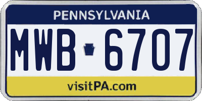 PA license plate MWB6707