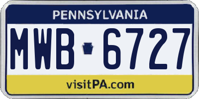 PA license plate MWB6727