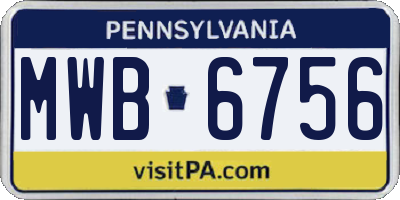 PA license plate MWB6756