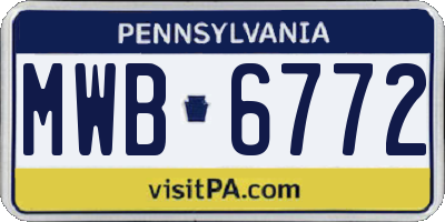 PA license plate MWB6772