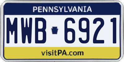 PA license plate MWB6921