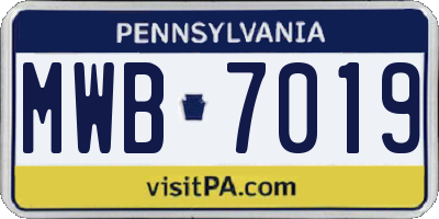 PA license plate MWB7019