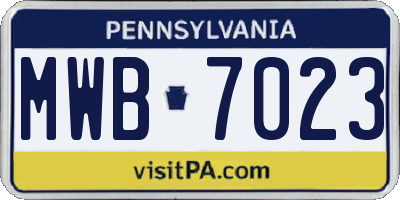 PA license plate MWB7023
