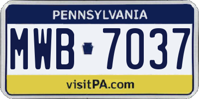 PA license plate MWB7037