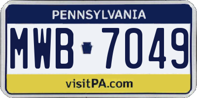 PA license plate MWB7049